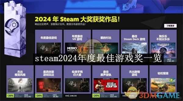 《steam》2024年度最佳游戏奖一览